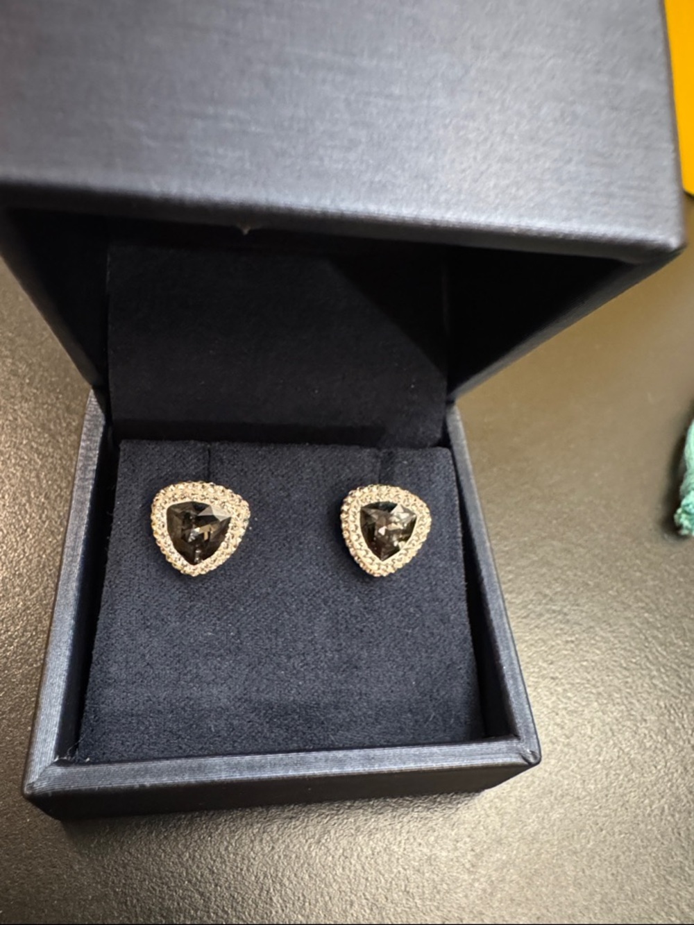 Swarovski Black Crystal Triangle Halo Stud Earrings